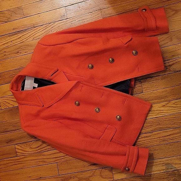 Banana Republic Jackets & Blazers - NWOT Banana Republic Orange Dble breasted tweed jacket sz Med